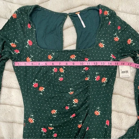 NWT Free People Green Celia Mini Dress - Picture 12 of 14